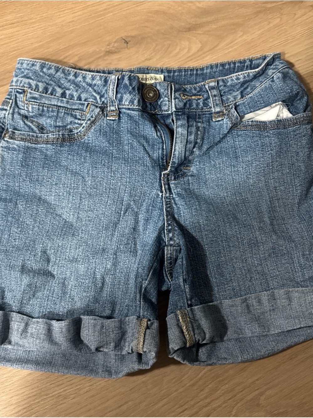 Women’s Blue Denim Rolled Hem Shorts